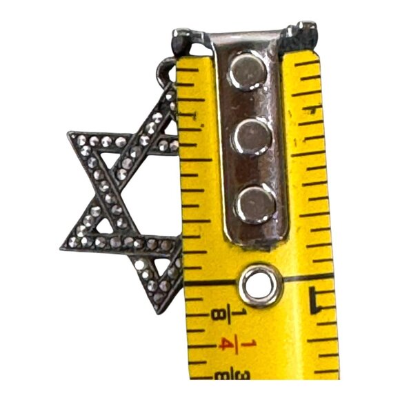 Vintage Signed Sterling Silver Star Of David Pendant Judaica Marcasite Gemstones - Picture 5 of 6
